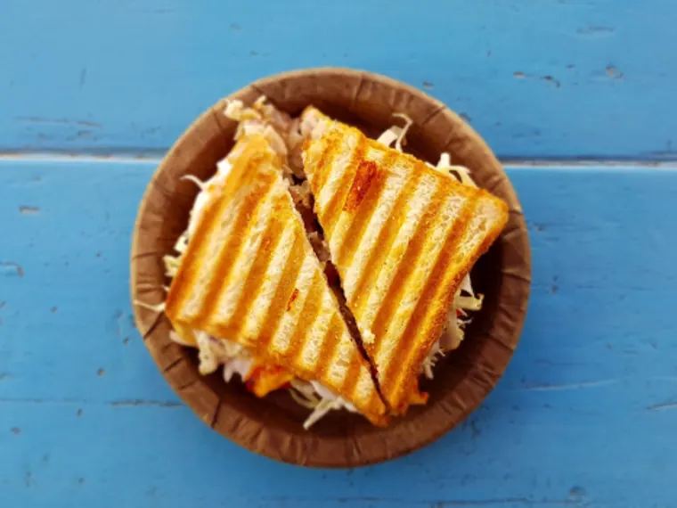 A freshly grilled deli sandwich